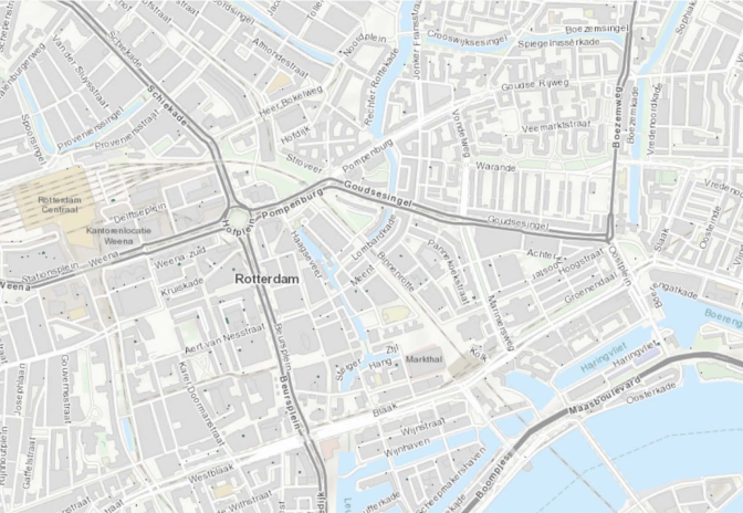 Map of Rotterdam, all green dots resemble medium voltage switchgear stations (Stedin, 2019)