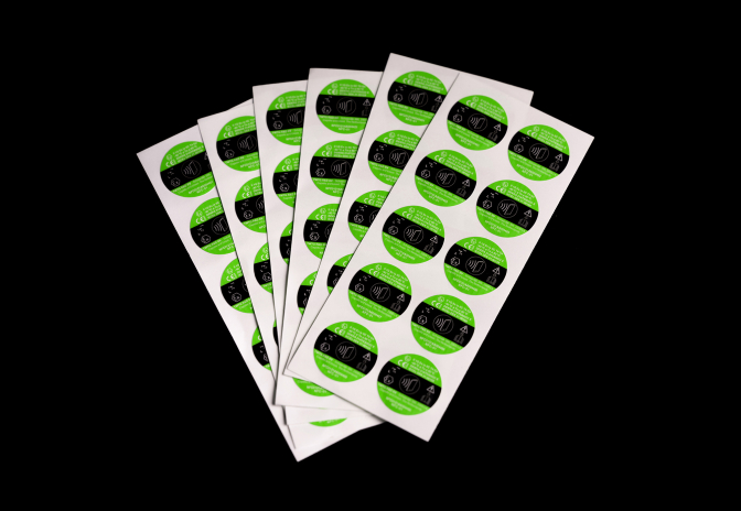 Sheets of NEON NFC Tags